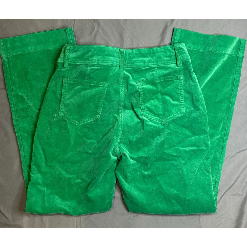 Flamingals Women’s Large Green Corduroy Pants Straight Wide Leg Cotton NWT - Picture 3 of 5